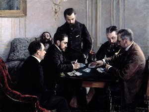 El juego de Bezique, 1881 de Gustave Caillebotte