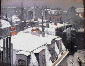 Vista de tejados (Efecto de nieve) de Gustave Caillebotte