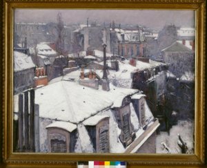 Vista de tejados (Efecto de nieve), llamado Tejados bajo la nieve de Gustave Caillebotte