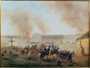 La Comuna: Batalla en la plaza de la Concordia ... (pintura sobre lienzo) de Gustave Clarence Rodolphe Boulanger