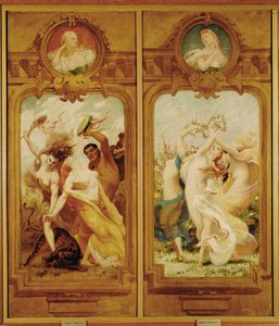 El Foyer de la Danse tiene cuatro murales de Boulanger que muestran una Danse Bachique, Bacchanalia, y una danse champetre, una danza campestre ... (pintura mural) de Gustave Clarence Rodolphe Boulanger