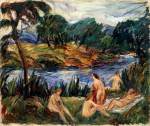 Mujeres en el río, siglo XIX o principios del siglo XX de Gustave Colin