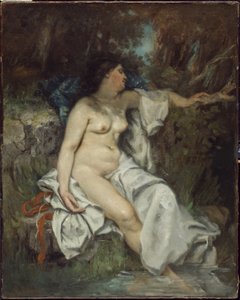 Bañista durmiendo junto a un arroyo, 1845 de Gustave Courbet