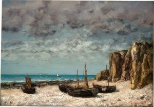 Barcos en la playa de Etretat. Alrededor de 1872/75 de Gustave Courbet