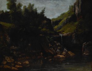 Cascada en un paisaje rocoso de Gustave Courbet