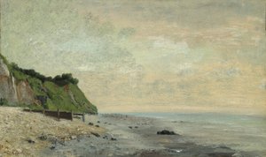 Acantilados en la Costa del Mar: Pequeña playa, amanecer de Gustave Courbet