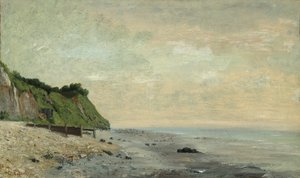 Acantilados en la costa del mar: Playa pequeña, amanecer de Gustave Courbet