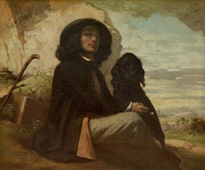 Courbet con su perro negro de Gustave Courbet