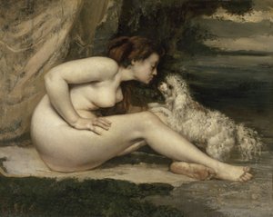 Mujer desnuda con un perro de Gustave Courbet