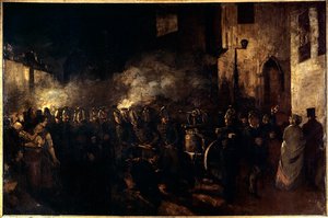 Bomberos apagando un incendio. Pintura de Gustave Courbet (1819-1877) 1850. París, Museo del Petit Palais de Gustave Courbet