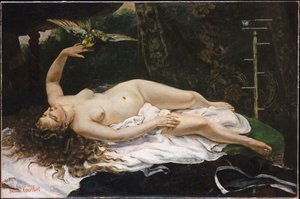 En francés:  La Femme au perroquet Mujer con loro de Gustave Courbet