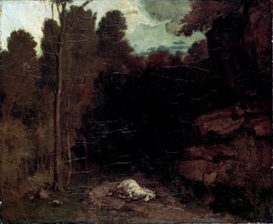 Paisaje con un Caballo Muerto, 1850s de Gustave Courbet