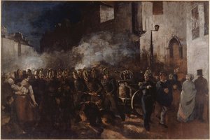 Bomberos corriendo a un incendio de Gustave Courbet