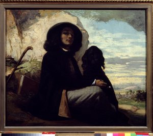 Autorretrato con su perro por Gustave Courbet (1819-1877) 1842