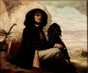 Autorretrato con perro negro por Gustave Courbet (1819-1877) 1842