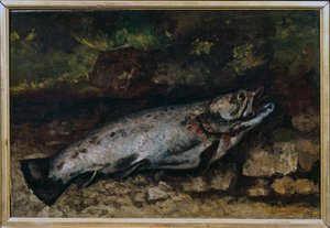 La trucha. Naturaleza muerta de peces. Pintura de Gustave Courbet de Gustave Courbet
