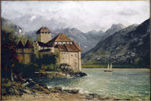 Vista del castillo de Chillon en el lago Ginebra de Gustave Courbet