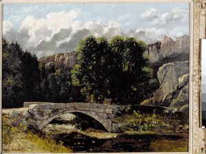 Vista del puente de Saint Sulpice en Fleurier, Suiza de Gustave Courbet