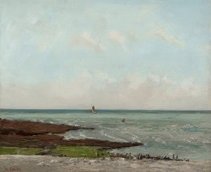Lavanderas en la marea baja, Étretat de Gustave Courbet