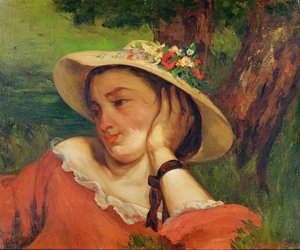 Mujer con Sombrero de Paja con Flores, c.1857