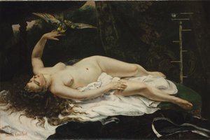Mujer con un Loro de Gustave Courbet