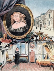 Retrato de la marquesa de Sevigne, junto con el Chateau des Rochers y el Hotel Carnavalet