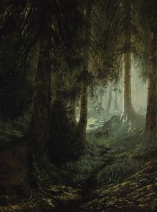 Ciervos en un paisaje forestal