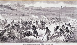 Un juego de pelota en los indios Choctaw - grabado por Gustave Doré de Gustave Dore
