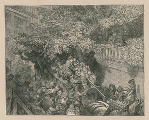 Un coche abarrotado tirado por caballos de Gustave Dore