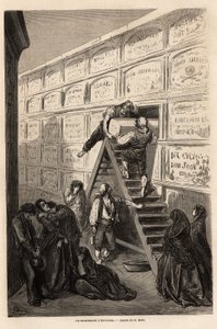 Un funeral en Barcelona, dibujo de Gustave Doré (1832-1883), para ilustrar su viaje a España, con C. Davillier, en 1862. Grabado en "Le tour du monde", editado por Edouard Charton