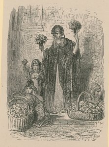 Un grupo de mujeres jóvenes vendiendo flores de cestas de Gustave Dore