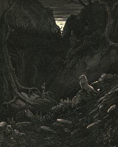 Un león vino, contra mí como apareció, c. 1890 de Gustave Dore