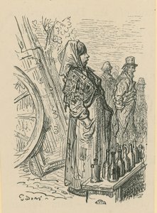 Una mujer vendiendo botellas de vidrio de Gustave Dore
