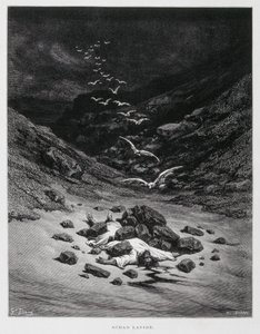 Acán muere apedreado (Jos. 7:1,10-26), Ilustración de la Biblia de Dore de Gustave Dore