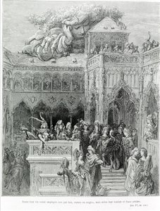 Toda su vida fue empleada no por leyes, estatutos o reglas, sino según su voluntad y libre albedrío, después de Gargantúa (1534) por François Rabelais. Grabado por Gustave Doré de Gustave Dore
