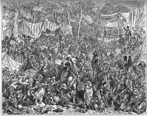 Llegada de Don Quijote a la boda de Camacho - de “Don Quijote de la Mancha” de Miguel Cervantes (1547-1616) - xilografía después del dibujo de Gustave Doré de Gustave Dore