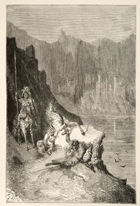 Balin mata a Sir Lanceor, de Historias de los Días del Rey Arturo por Charles Henry Hanson, pub.1898