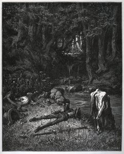 Bivouac en el bosque - Convencidos por la belleza del lugar, resolvieron pasar allí las horas de la siesta - de 