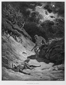 Caín mata a su hermano Abel, Ilustración de la Biblia de Dore de Gustave Dore