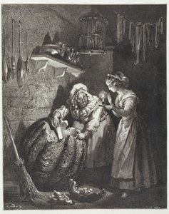 El hada madrina de Cenicienta y la calabaza, grabado por Heliodore Joseph Pisan (1822-90) c.1868 de Gustave Dore