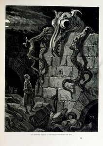 Croque-Mitaine; ilustración de 1863, por Gustave Doré (1832-1883); artista francés, grabador, ilustrador. Croque-Mitaine (El coco) un personaje maléfico presentado a los niños para asustarlos y así hacerlos más sabios. de Gustave Dore