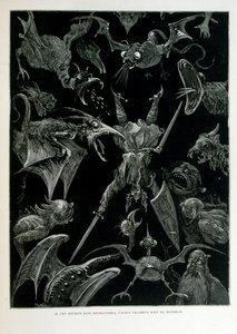 Croque-Mitaine; ilustración de 1863, por Gustave Doré (1832-1883); artista francés, grabador, ilustrador. Croque-Mitaine (El coco) un personaje maléfico presentado a los niños para asustarlos y así hacerlos más sabios. de Gustave Dore