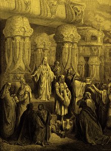 Ciro devuelve los vasos al templo - Biblia de Gustave Dore
