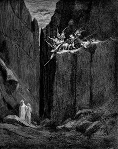 Dante protegido por Virgilio del daño de los demonios, 1863 de Gustave Dore