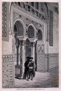 (detalle) de la Arcada del Alcázar en Sevilla - por Doré, en "Tour du Monde", 2º semestre de 1866 de Gustave Dore