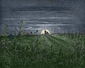Don Quijote y Sancho, en su camino a Toboso - de “Don Quijote de la Mancha” de Miguel de Cervantes (1547-1616) - xilografía según dibujo de Gustave Doré (1832-1883) de Gustave Dore