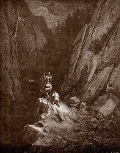 Don Quijote y sancho Panza en el corazón de la sierra morena Grabado de Gustave Dore (1832-1883) para "L