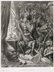 Don Quijote en su Biblioteca, grabado por Heliodore Joseph Pisan (1822-90) c.1868 de Gustave Dore