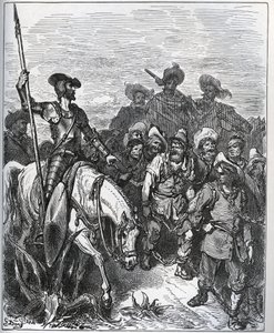 Don Quijote cuestiona a las fuerzas sobre las razones de sus convicciones - de 