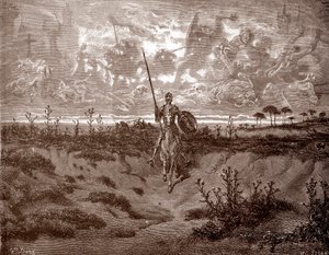 Don Quijote partiendo en sus aventuras Grabado de Gustave Dore (1832-1883) para "L